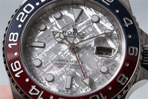 rolex gmt master ii white gold meteorite|Rolex meteorite dial price.